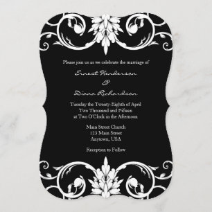 Einladung von Black Floral Wirbel Bracket Wedding