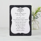 Einladung von Black Glitzer Infinity Heart Wedding (Stehend Vorderseite)