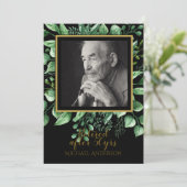 Einladung von Black Gold-Blätter zur Foto-Rückgabe (Stehend Vorderseite)