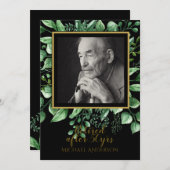 Einladung von Black Gold-Blätter zur Foto-Rückgabe (Vorne/Hinten)