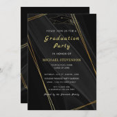 Einladung von Black Gold Gerahmt Abschluss (Vorne/Hinten)