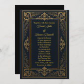 Einladung von Black & Gold Leaf Royal (Vorne/Hinten)