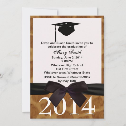 Einladung von Black Ribbon und Giraffe Abschluss (Vorderseite)