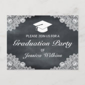 Einladung von Blackboard & White Lace Abschluss Postkarte (Vorderseite)