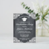 Einladung von Blackboard & White Lace Abschluss Postkarte (Stehend Vorderseite)