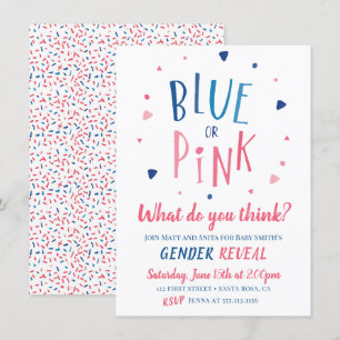 Einladung von blauem oder rosa Geschlecht