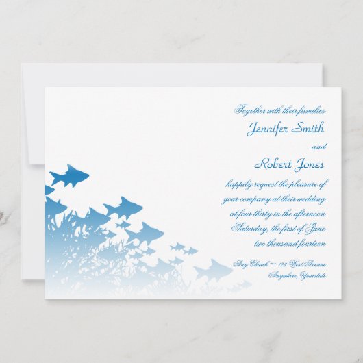 Einladung von Blauen Fischen und Korallen (Vorderseite)