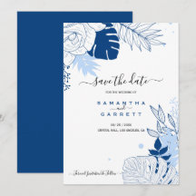 Einladung von blauen und weißen Blätter