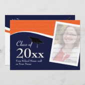 Einladung von Blauer und Orangenblauer Abschluss (Vorne/Hinten)