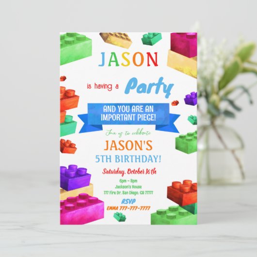 Einladung von Block Birthday (Stehend Vorderseite)