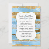 Einladung von Blue and Gold Glam Hochzeit (Vorderseite)