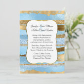 Einladung von Blue and Gold Glam Hochzeit (Stehend Vorderseite)