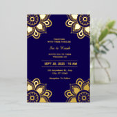 Einladung von Blue and Gold Wedding Foil (Stehend vorne)