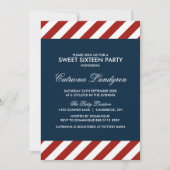 Einladung von Blue and Red Nautical 16 . Geburtsta (Vorderseite)