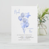 Einladung von Blue Balloons (Stehend Vorderseite)