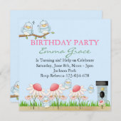 Einladung von Blue Bird zum Geburtstag (Vorne/Hinten)