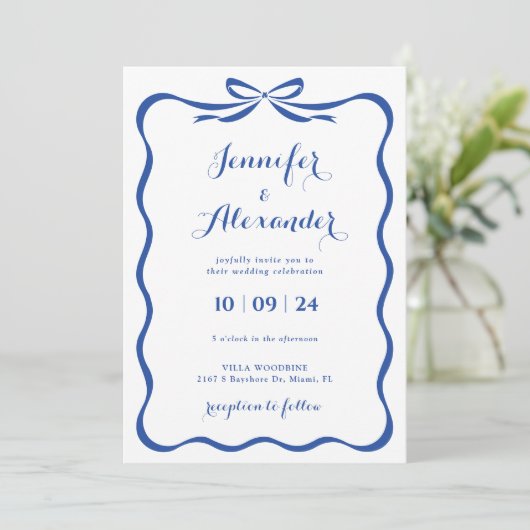 Einladung von Blue Bow (Stehend Vorderseite)