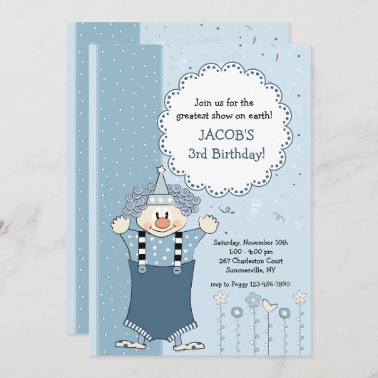 Einladung von Blue Clown (Vorne/Hinten)