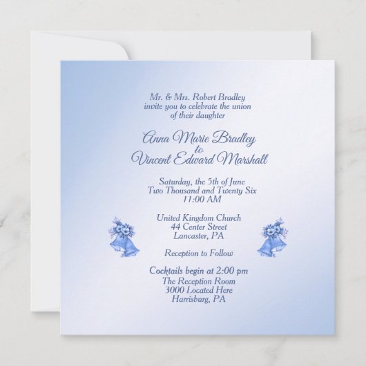 Einladung von Blue Wedding Bells (Vorderseite)