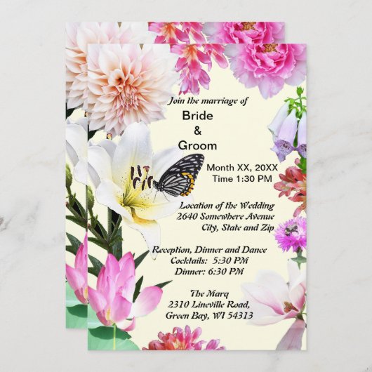 Einladung von Blume & Butterfly (Vorne/Hinten)