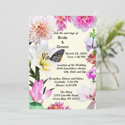 Einladung von Blume & Butterfly (Stehend Vorderseite)