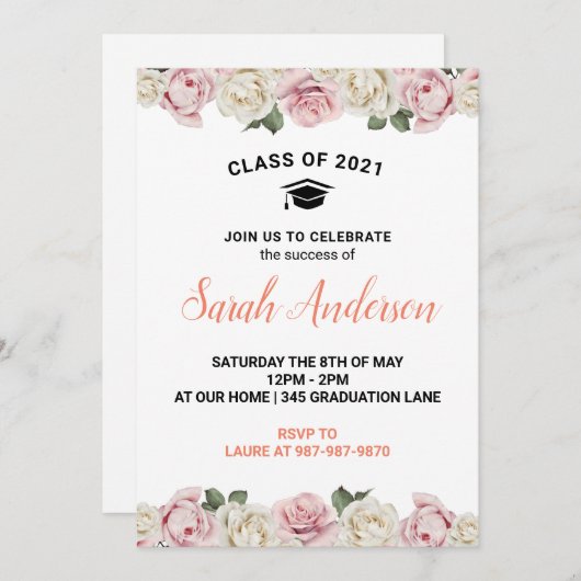 Einladung von Blumenblättern im Jahr 2021 (Vorne/Hinten)