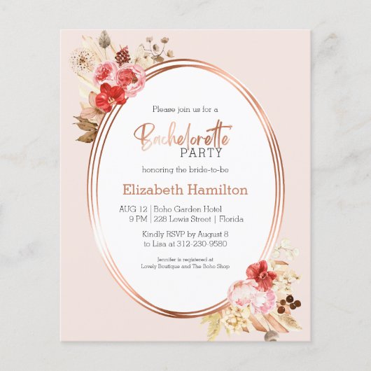 Einladung von Blumenkohl-Junggeselinnen-Abschied (Vorderseite)