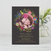 Einladung von Blumenrahmen-Foto (Stehend Vorderseite)