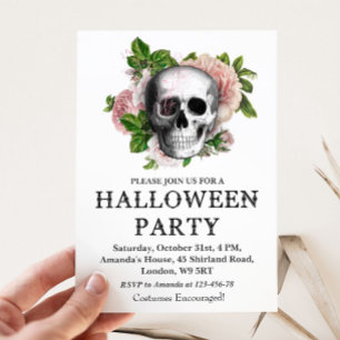 Einladung von Blumenschädel-Halloween-Party