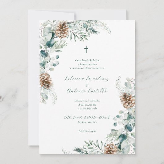 Einladung von Boda Cristiana Spanische Hochzeit (Vorderseite)