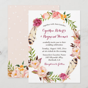 Einladung von Bohemisch Boho Floral Wreath