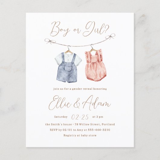 Einladung von Boho Baby Clothes Budget Gender (Vorderseite)