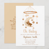 Einladung von Boho Bear Mobile Baby Shower (Vorne/Hinten)