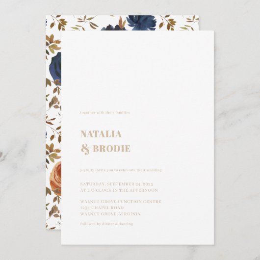 Einladung von Boho Beige und Floral Wedding (Vorne/Hinten)