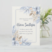 Einladung von Boho Blue Floral Pampas Grass (Stehend Vorderseite)