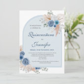 Einladung von Boho Blue Quinceanera (Stehend Vorderseite)