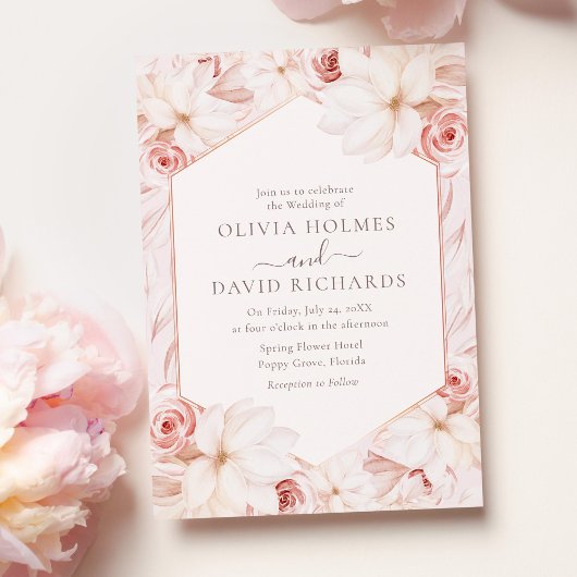 Einladung von Boho Blush Pink Floral Wedding