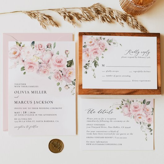 Einladung von Boho Blush Pink Rose