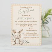 Einladung von Boho Bunny Neutral Baby Shower (Stehend Vorderseite)