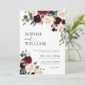 Einladung von Boho Burgundy Blush (Stehend Vorderseite)