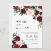Einladung von Boho Burgundy Floral Wedding (Vorderseite)