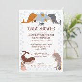 Einladung von Boho Celestial Whales Star Baby Show (Stehend Vorderseite)