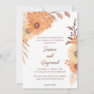 Einladung von Boho Chic Orange Floral Wedding