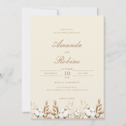 Einladung von Boho Cotton Grass (Vorderseite)