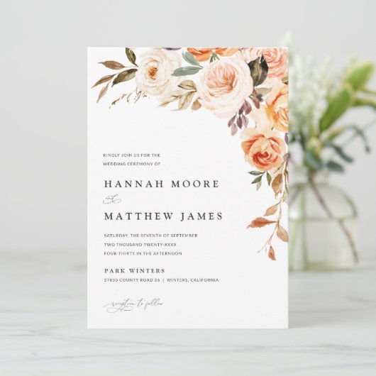 Einladung von Boho Fall Floral Wedding (Stehend Vorderseite)