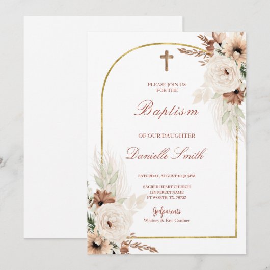 Einladung von Boho Floral (Vorne/Hinten)