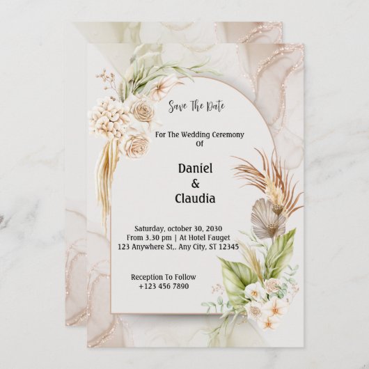 Einladung von Boho Floral Arch (Vorne/Hinten)