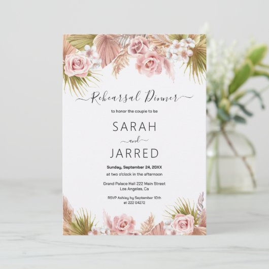 Einladung von Boho Floral Border Probe (Stehend Vorderseite)