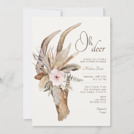 Einladung von Boho Floral Deer Baby Shower - Water