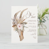 Einladung von Boho Floral Deer Baby Shower - Water (Stehend Vorderseite)